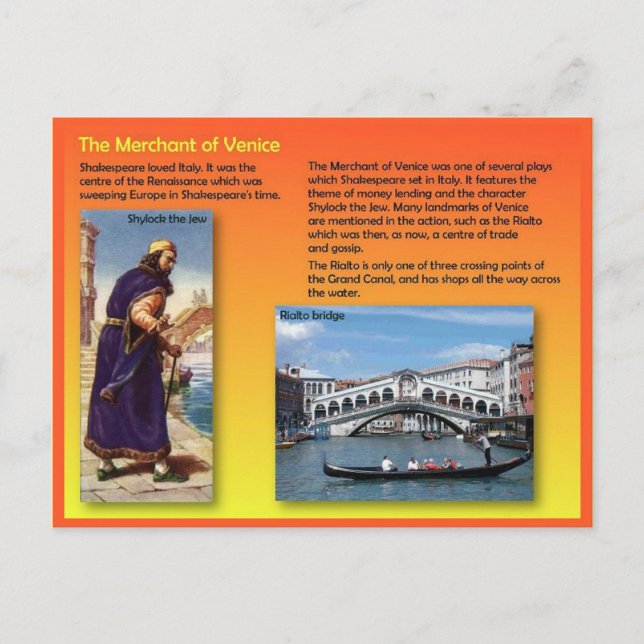 Literature, Shakespeare, Merchant of Venice Postcard (Front)