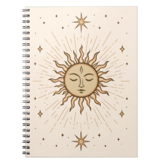 Litha Celestial Sun Face Summer Solstice Art Notebook
