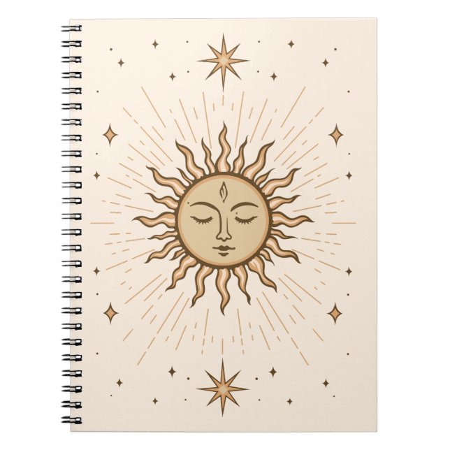Litha Celestial Sun Face Summer Solstice Art Notebook (Front)
