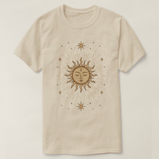 Litha Celestial Sun Face Summer Solstice Art T-Shirt