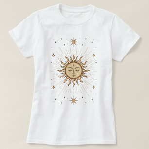 Litha Celestial Sun Face Summer Solstice Art T-Shirt
