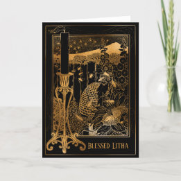 Litha Vintage Golden Honey Bee Hive Summer Holiday Card