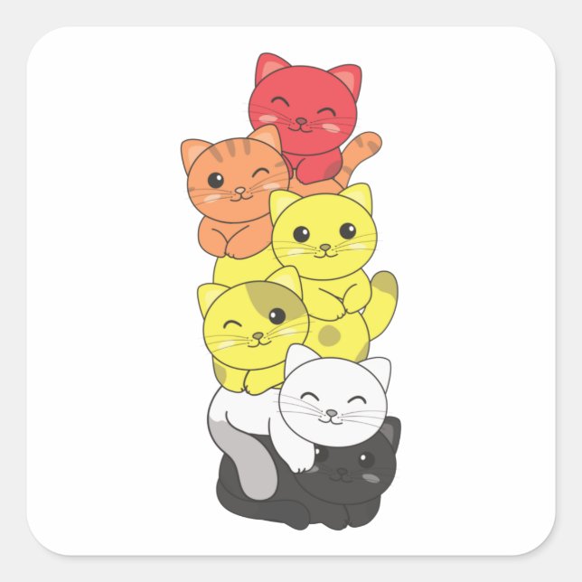 Lithsexual Flag Pride Lgbtq Cute Cat Pile Square S Square Sticker (Front)