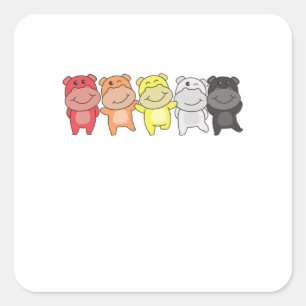 Lithsexual Flag Pride Lgbtq Cute Hippo Square Sticker