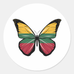 Lithuania Butterfly Flag Classic Round Sticker