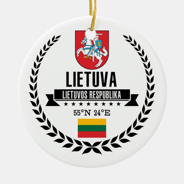 Lithuania Ceramic Tree Decoration (Front)