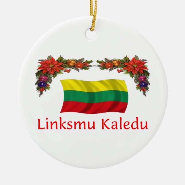 Lithuania Christmas Ceramic Tree Decoration (Front)