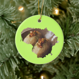 Lithuania Country Outline With Potato Dish Ceramic Tree Decoration