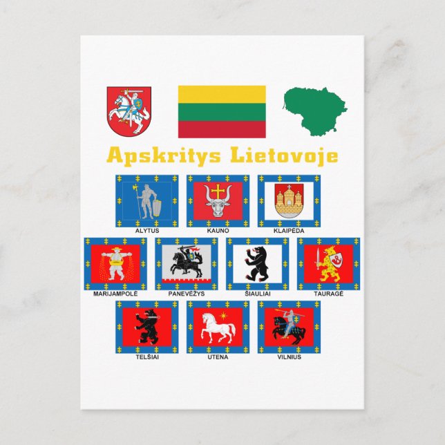 Lithuania County Flags Postcard (Front)
