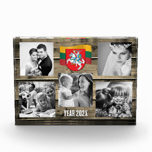 Lithuania family photo block, Lithuanian flag wood