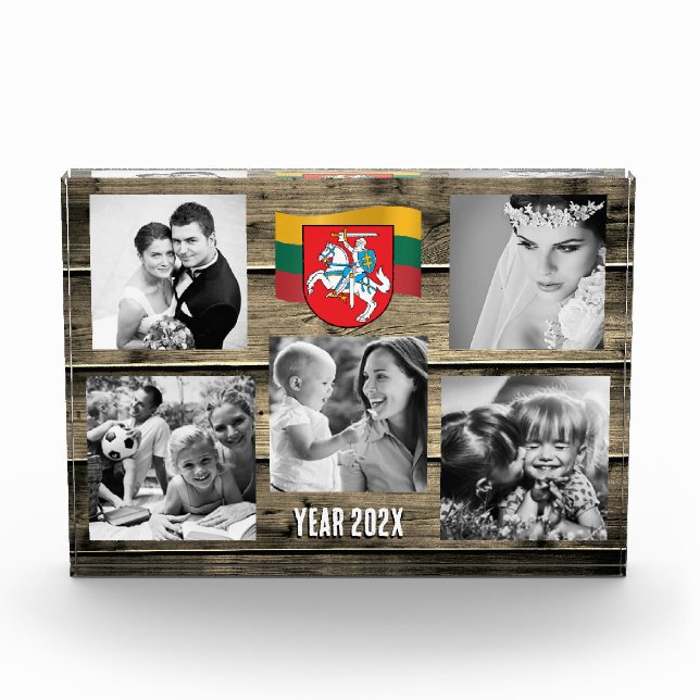 Lithuania family photo block, Lithuanian flag wood Block (Front)