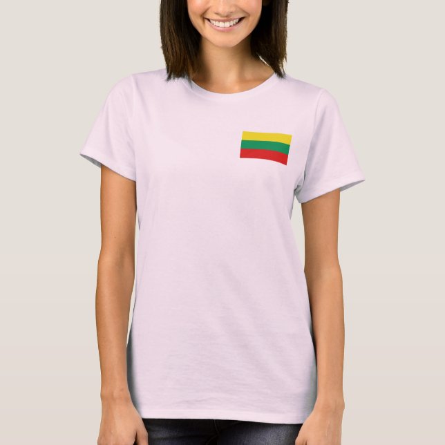 Lithuania Flag and Map dk T-Shirt (Front)