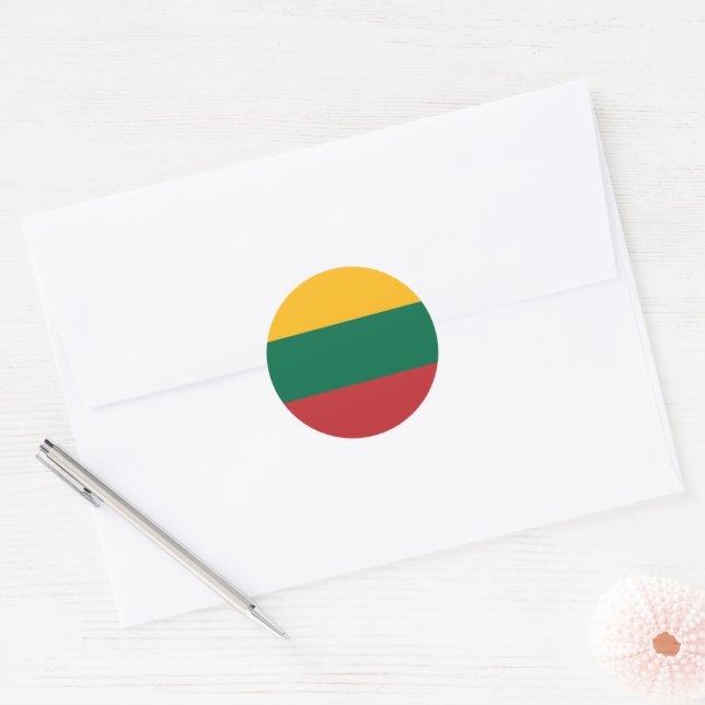 Lithuania flag classic round sticker (Envelope)