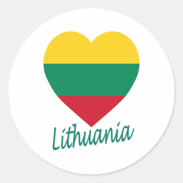 Lithuania Flag Heart Classic Round Sticker (Front)