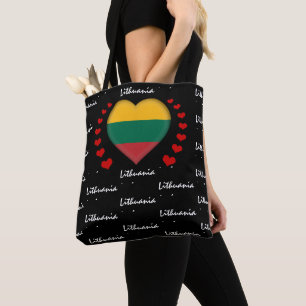 Lithuania Flag & Heart, Lithuanian Flag fashion Tote Bag