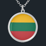 Lithuania Flag Silver Plated Necklace<br><div class="desc">Patriotic flag of Lithuania.</div>