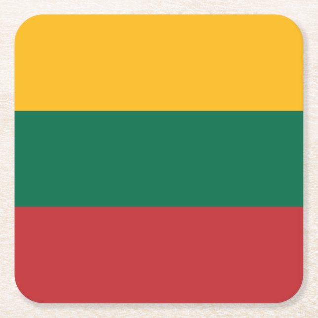Lithuania Flag Square Paper Coaster (Front)