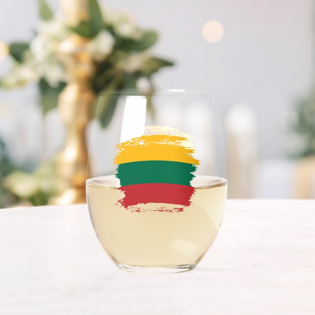 Lithuania flag stemless wine glass (Insitu (Wedding))