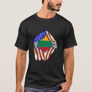 Lithuania Flag USA America Chest Lithuanian Pride  T-Shirt
