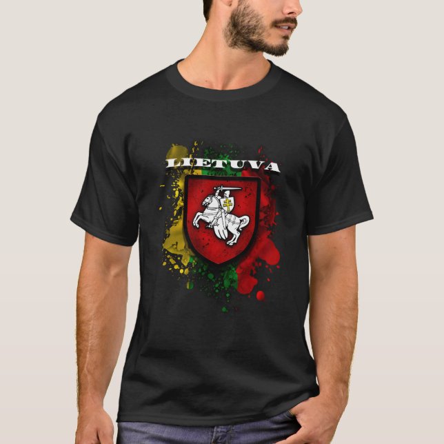 Lithuania Gift National Attributes Flag And Vytis T-Shirt (Front)