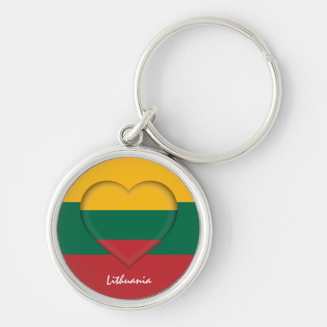 Lithuania & Heart, Lithuanian Flag fashion /sports Key Ring (Front)
