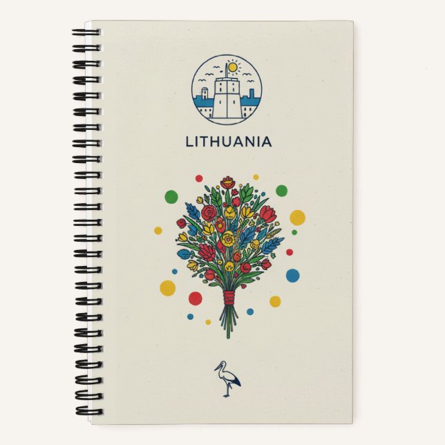 Lithuania Heritage & Wildflower Bouquet Photo  Notebook (Front)
