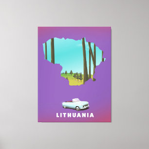 Lithuania Illustrated map travel poster Canvas Print