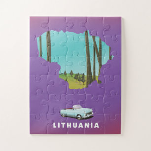 Lithuania Illustrated map travel poster Jigsaw Puzzle