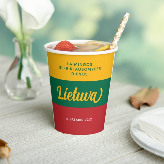 Lithuania Independence Day National Flag Paper Cups (Insitu)