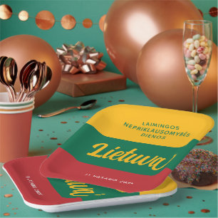 Lithuania Independence Day National Flag Paper Plate