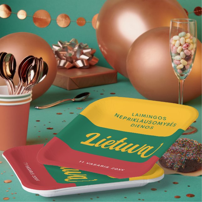 Lithuania Independence Day National Flag Paper Plate (Multi)