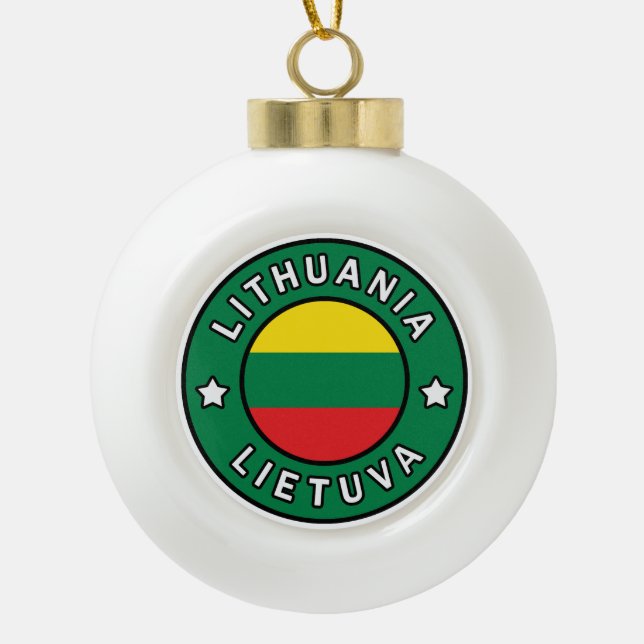 Lithuania Lietuva Ceramic Ball Christmas Ornament (Front)