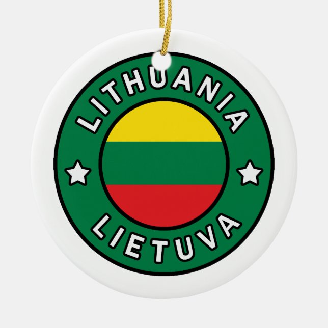 Lithuania Lietuva Ceramic Tree Decoration (Front)