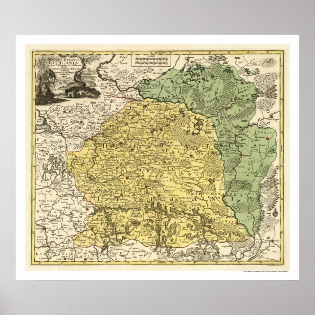 Lithuania Map 1750 Poster (Front)