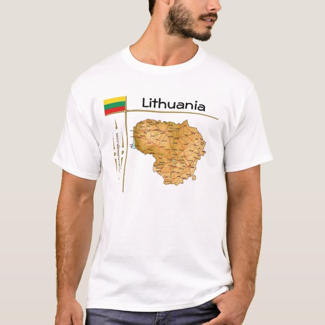 Lithuania Map + Flag + Title T-Shirt (Front)