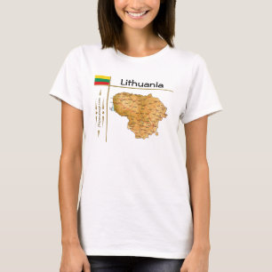 Lithuania Map + Flag + Title T-Shirt
