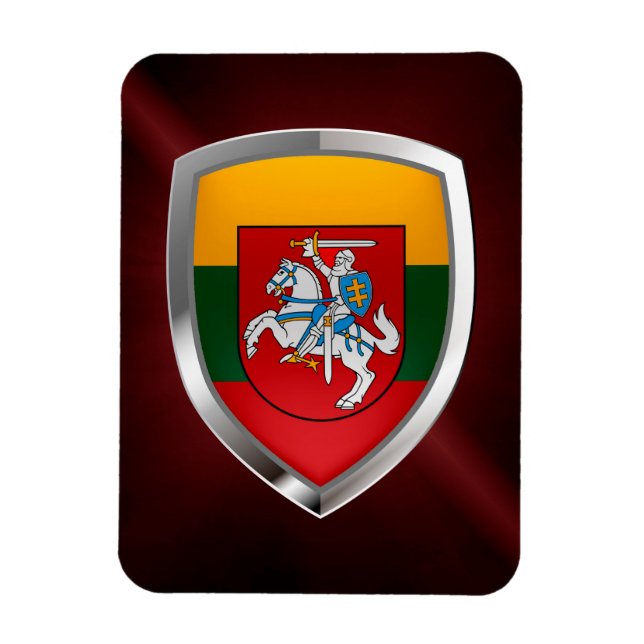 Lithuania Metallic Emblem Magnet (Vertical)