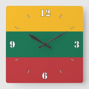 Lithuania National Flag Patriotic Square Wall Clock