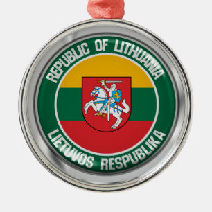 Lithuania Round Emblem Metal Tree Decoration