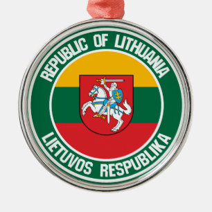 Lithuania Round Emblem Metal Tree Decoration