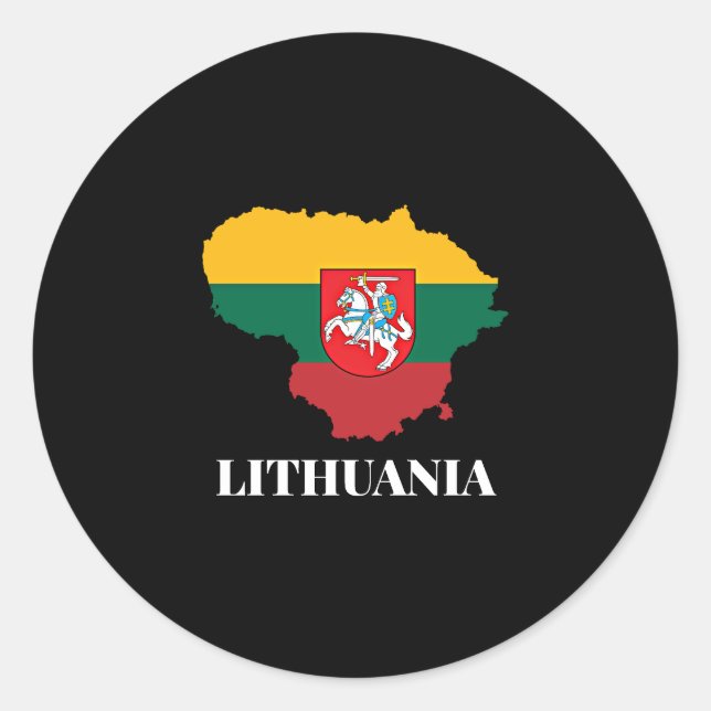 Lithuania silhouette and flag classic round sticker (Front)