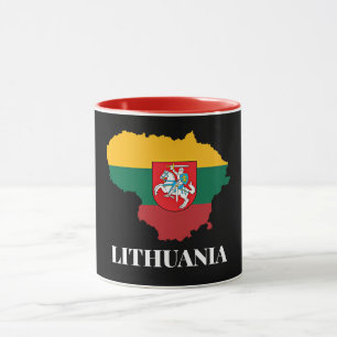 Lithuania silhouette and flag mug