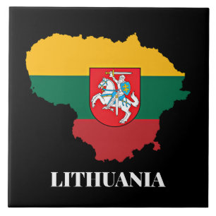 Lithuania sillhouette and flag tile
