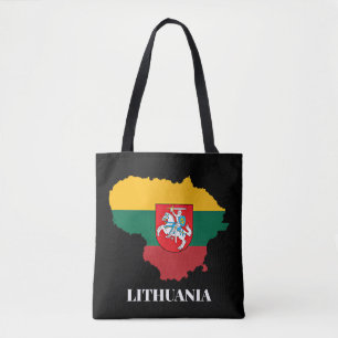 Lithuania sillhouette and flag tote bag