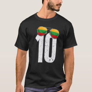 Lithuania Soccer Player Number 10 Lithuanian Flag T-Shirt