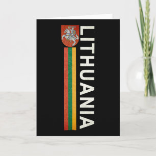Lithuania Sporty Retro Flag And Lithuanian Emblem Card