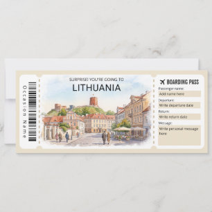Lithuania Trip Boarding Pass Ticket Invitation
