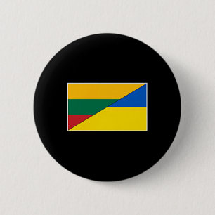 Lithuania Ukraine Flag Lithuanian Ukrainian Nation 6 Cm Round Badge