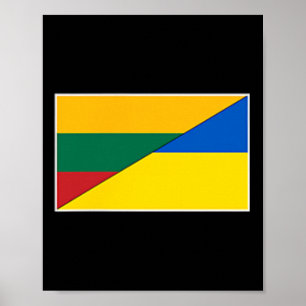 Lithuania Ukraine Flag Lithuanian Ukrainian Nation Poster