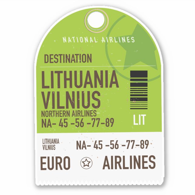 Lithuania Vilnius airliner travel ticket (Front)